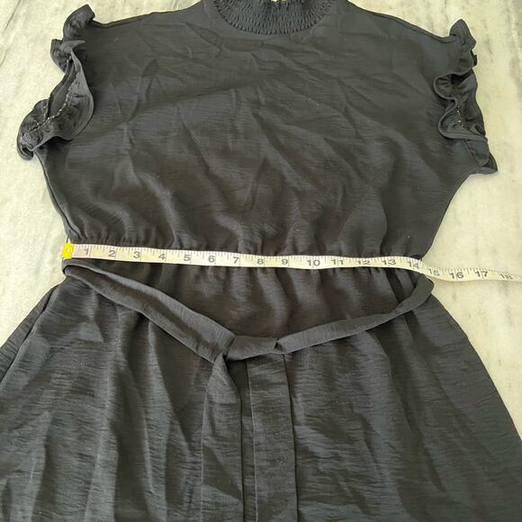 Sam Edelman Black Dress Size Medium Ruffle Tie Belt Boho Flowy - Picture 9 of 11
